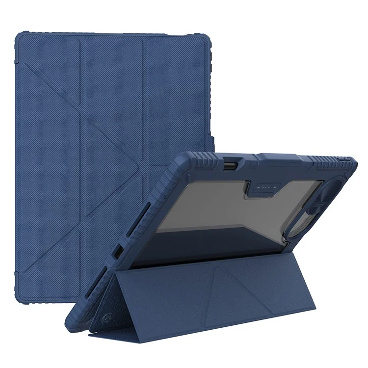 NILLKIN Bumper Leather Case Pro para Huawei MatePad Pro 13.2 Funda Tapa Deslizante de Cámara Funda de Tableta Cuero PU Antiimpactos - Azul