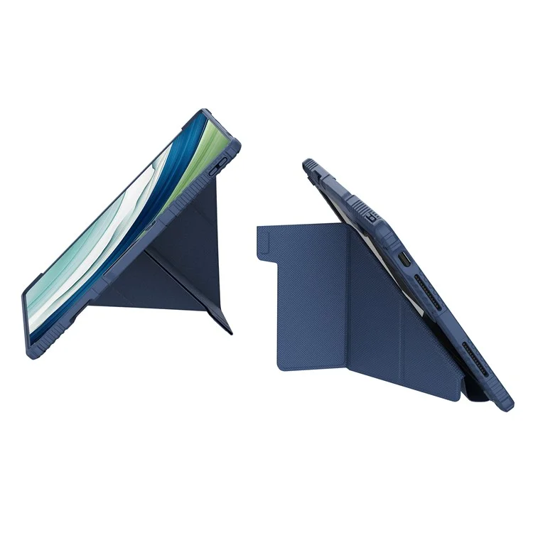 NILLKIN Bumper Leather Case Pro para Huawei MatePad Pro 13.2 Funda Tapa Deslizante de Cámara Funda de Tableta Cuero PU Antiimpactos - Azul