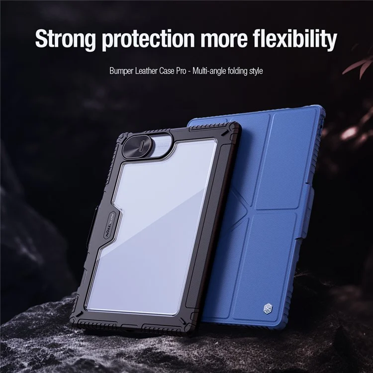 NILLKIN Bumper Leather Case Pro para Huawei MatePad Pro 13.2 Funda Tapa Deslizante de Cámara Funda de Tableta Cuero PU Antiimpactos - Azul