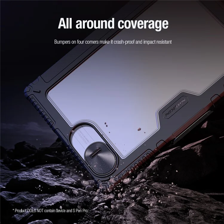 NILLKIN Bumper Leather Case Pro para Huawei MatePad Pro 13.2 Funda Tapa Deslizante de Cámara Funda de Tableta Cuero PU Antiimpactos - Azul