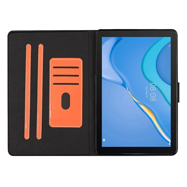 For Samsung Galaxy Tab A9 PU Leather Case Slim-Fit Card Holder Tablet Cover - Orange