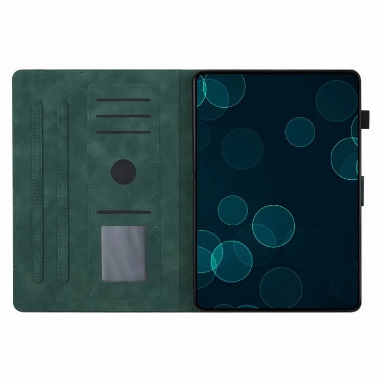 Geprägtes Etui für Samsung Galaxy Tab A9 Case Kartenschlitz PU-Leder Ständer Tablet-Abdeckung - Grün