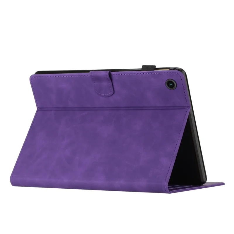 Voor Samsung Galaxy Tab A9+ Case Met reliëfdesign Shell Stand PU Leather Stand Tablet Cover met Kaartvak - Paars