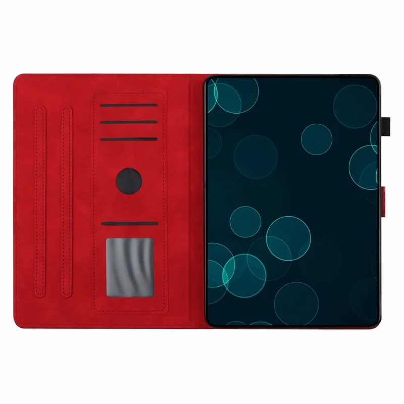 For Samsung Galaxy Tab A9+ Case Imprinted Shell Stand PU Leather Stand Tablet Cover with Card Slot - Red