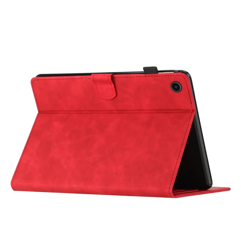 For Samsung Galaxy Tab A9+ Case Imprinted Shell Stand PU Leather Stand Tablet Cover with Card Slot - Red