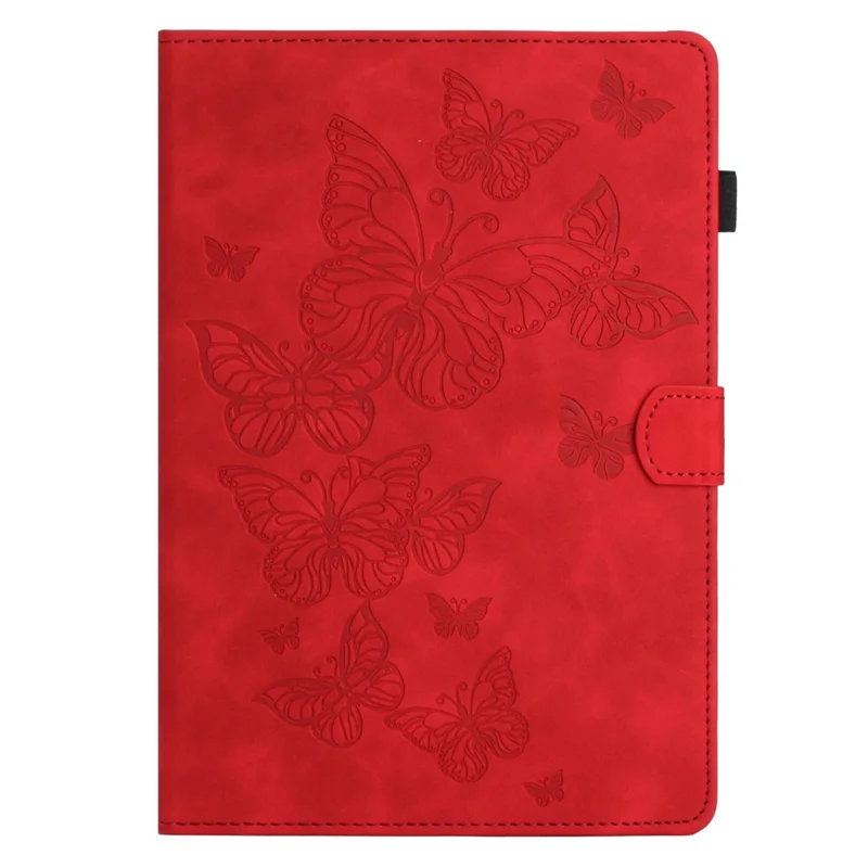 For Samsung Galaxy Tab A9+ Case Imprinted Shell Stand PU Leather Stand Tablet Cover with Card Slot - Red