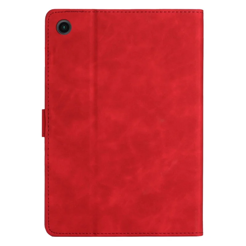 For Samsung Galaxy Tab A9+ Case Imprinted Shell Stand PU Leather Stand Tablet Cover with Card Slot - Red