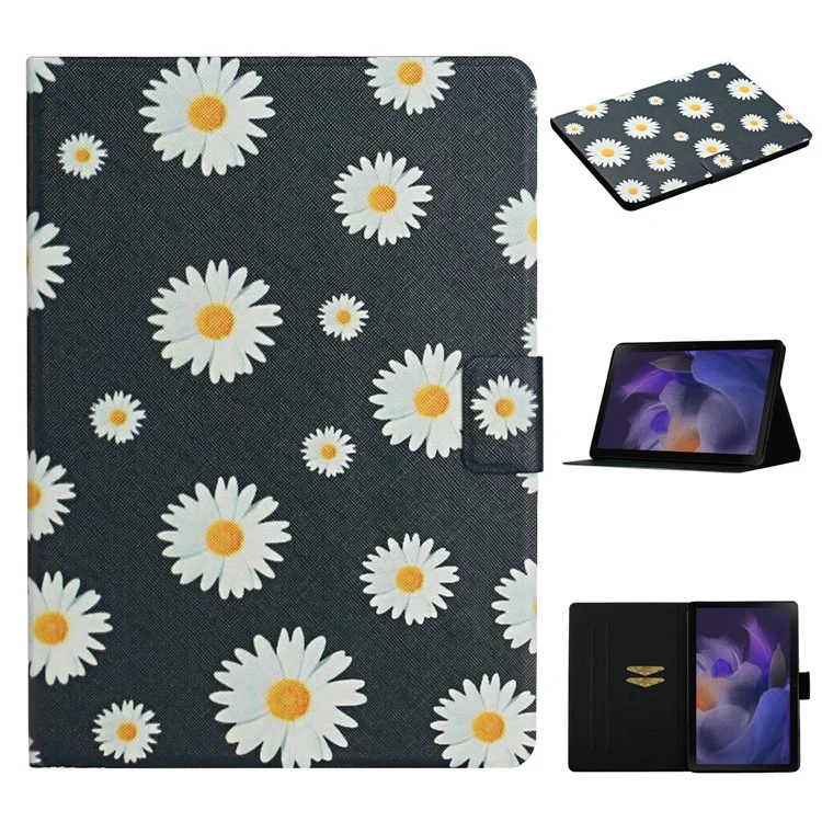 Pour Samsung Galaxy Tab A9 Case Pattern Impression Titulaire de carte Tablet Couverture en cuir - Marguerite