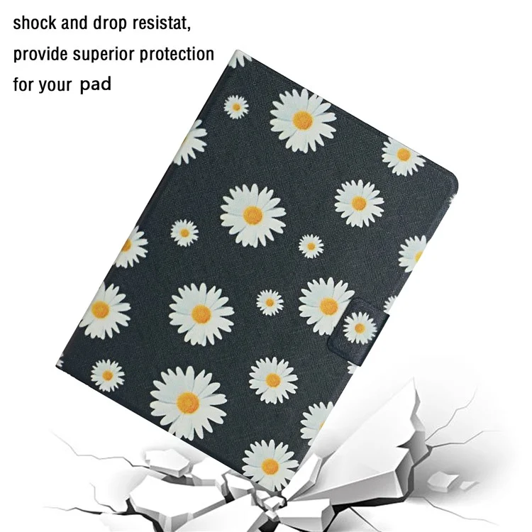 Pour Samsung Galaxy Tab A9 Case Pattern Impression Titulaire de carte Tablet Couverture en cuir - Marguerite