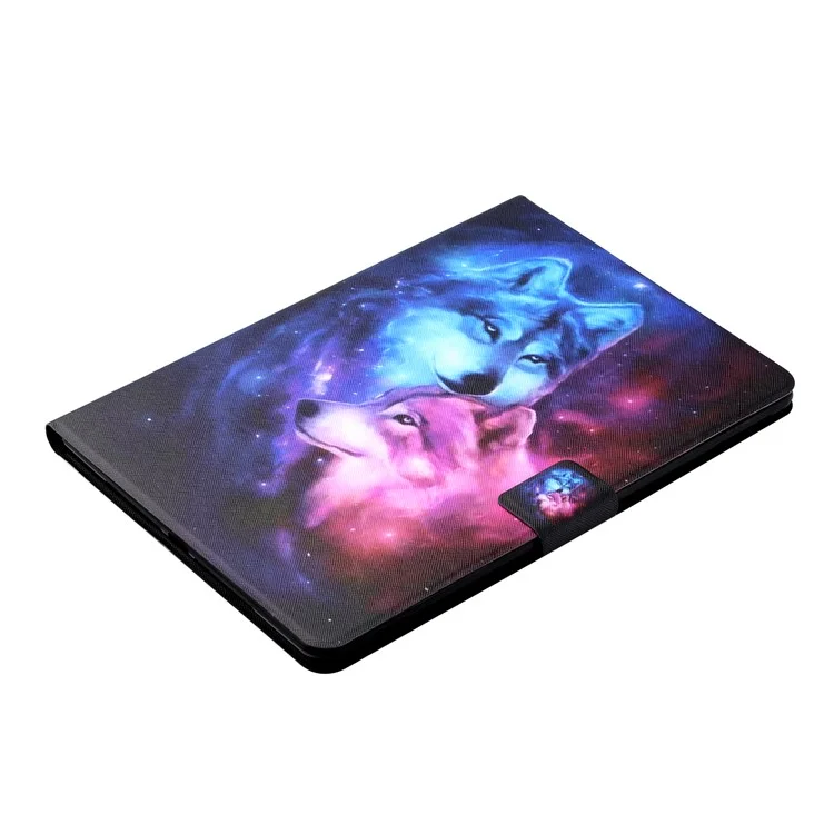 For Samsung Galaxy Tab A9+ Leather Case Card Holder Pattern Smart Tablet Cover - Wolf
