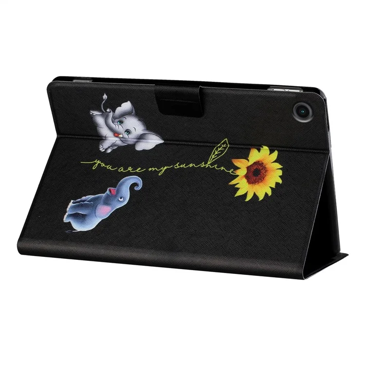 For Samsung Galaxy Tab A9+ Leather Case Card Holder Pattern Smart Tablet Cover - Elephant
