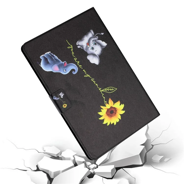 For Samsung Galaxy Tab A9+ Leather Case Card Holder Pattern Smart Tablet Cover - Elephant