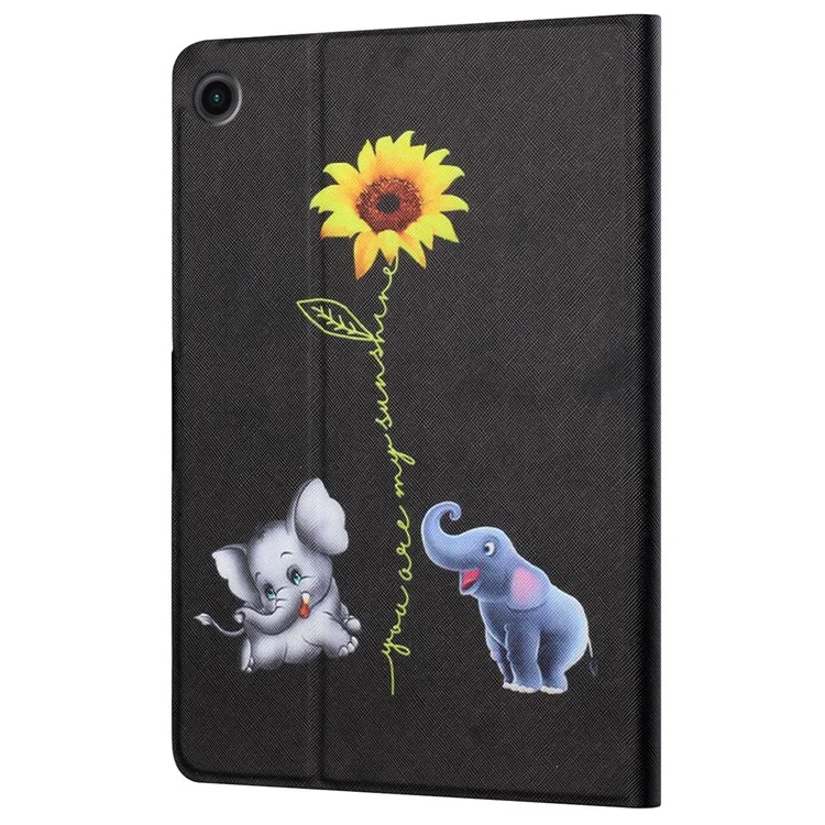 For Samsung Galaxy Tab A9+ Leather Case Card Holder Pattern Smart Tablet Cover - Elephant