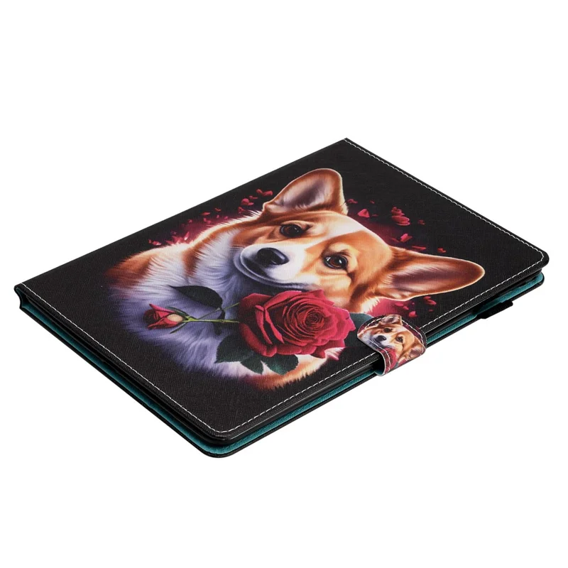 For Samsung Galaxy Tab A9 PU Leather Case Folio Stand Pattern Tablet Cover with Card Slots - Corgi