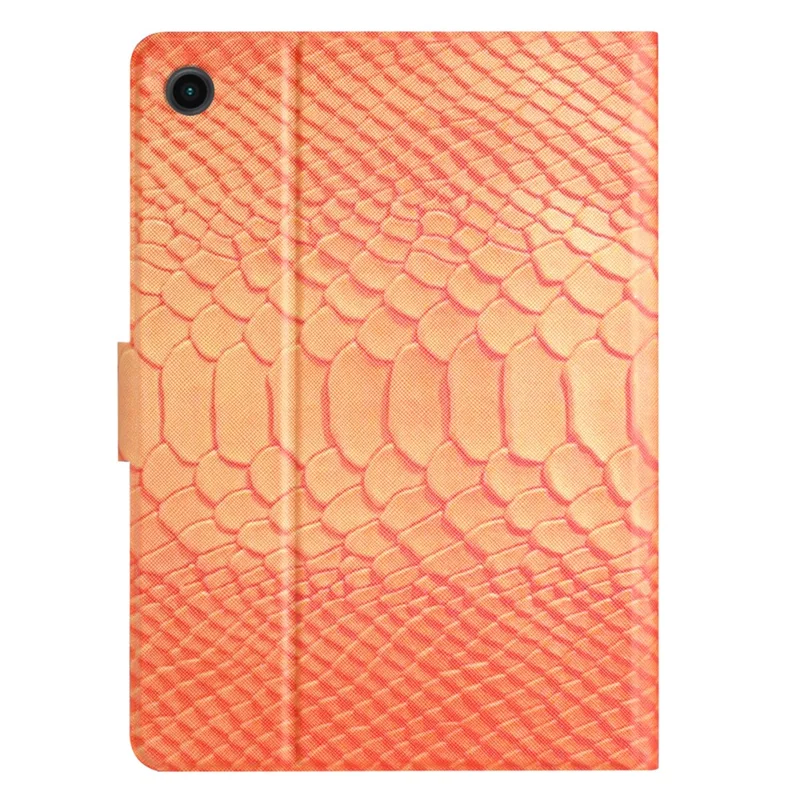 For Samsung Galaxy Tab A9+ PU Leather Stand Cover Pattern Printing Tablet Case - Orange Crocodile Pattern