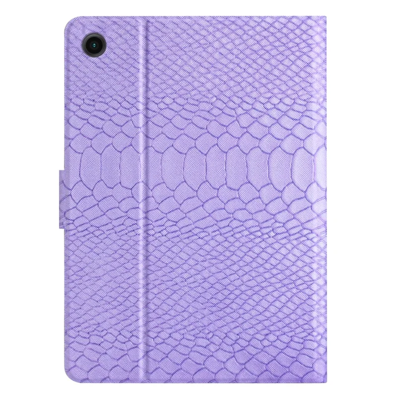 For Samsung Galaxy Tab A9+ PU Leather Stand Cover Pattern Printing Tablet Case - Purple Crocodile Pattern