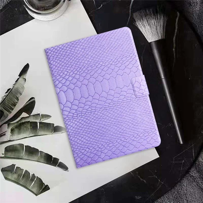 For Samsung Galaxy Tab A9+ PU Leather Stand Cover Pattern Printing Tablet Case - Purple Crocodile Pattern
