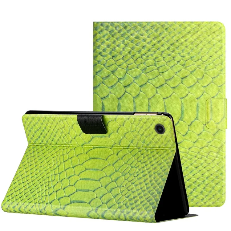 Für Samsung Galaxy Tab A9 Pattern Folio Case Smart PU Leder Tablet Cover - Grünes Krokodil-Muster