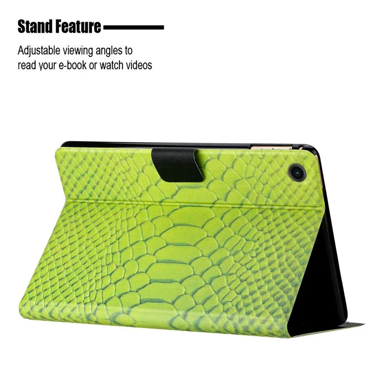 Für Samsung Galaxy Tab A9 Pattern Folio Case Smart PU Leder Tablet Cover - Grünes Krokodil-Muster