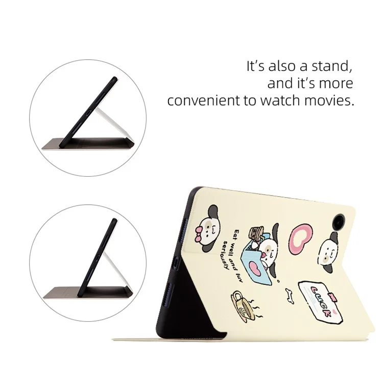 Pour Samsung Galaxy Tab A9 Smart Cover PU Leather Cartoon Pattern Stand Tablet Case - Angel Kitty