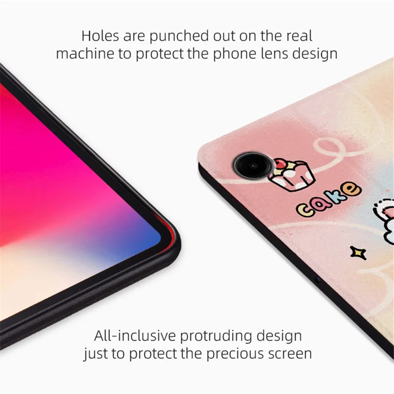 For Samsung Galaxy Tab A9 Smart Cover PU Leather Cartoon Pattern Stand Tablet Case - Cute Rabbit