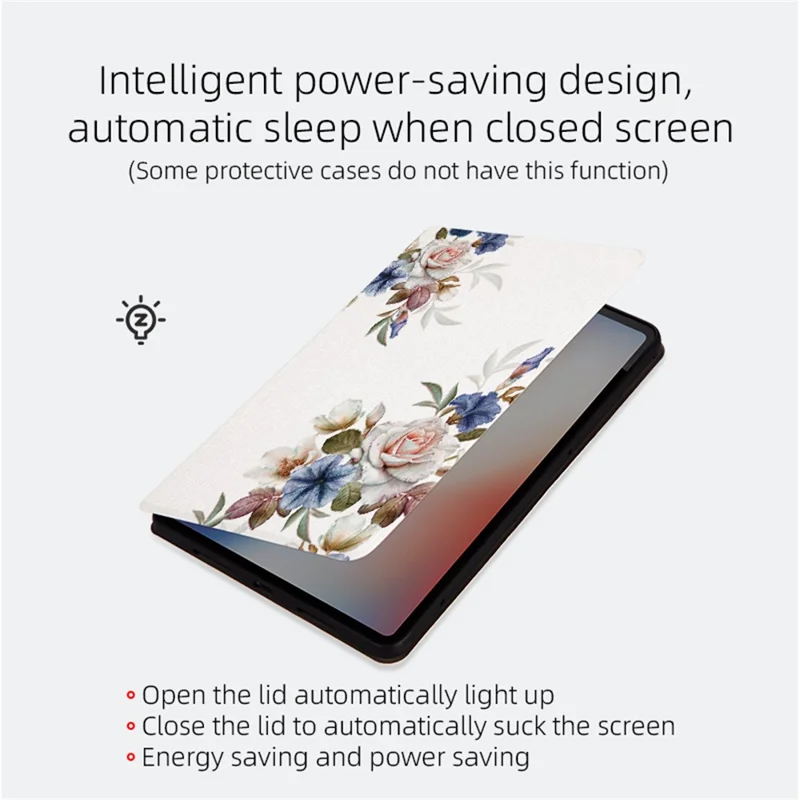 For Samsung Galaxy Tab A9+ PU Leather Case Pattern Printing Smart Tablet Cover - Wealthy Peony