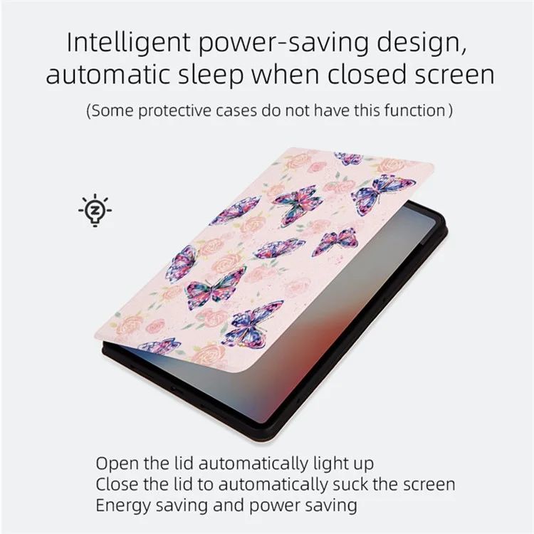 Pour Samsung Galaxy Tab A9+ Couverture à motif papillon PU Leather Smart Folio Tablet Case - Rose Papillon