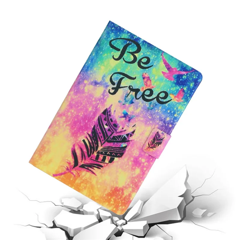 For Samsung Galaxy Tab A9 Case Card Holder Pattern Tablet Cover - Feather