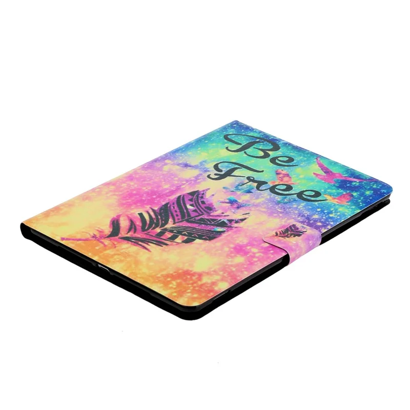 For Samsung Galaxy Tab A9 Case Card Holder Pattern Tablet Cover - Feather