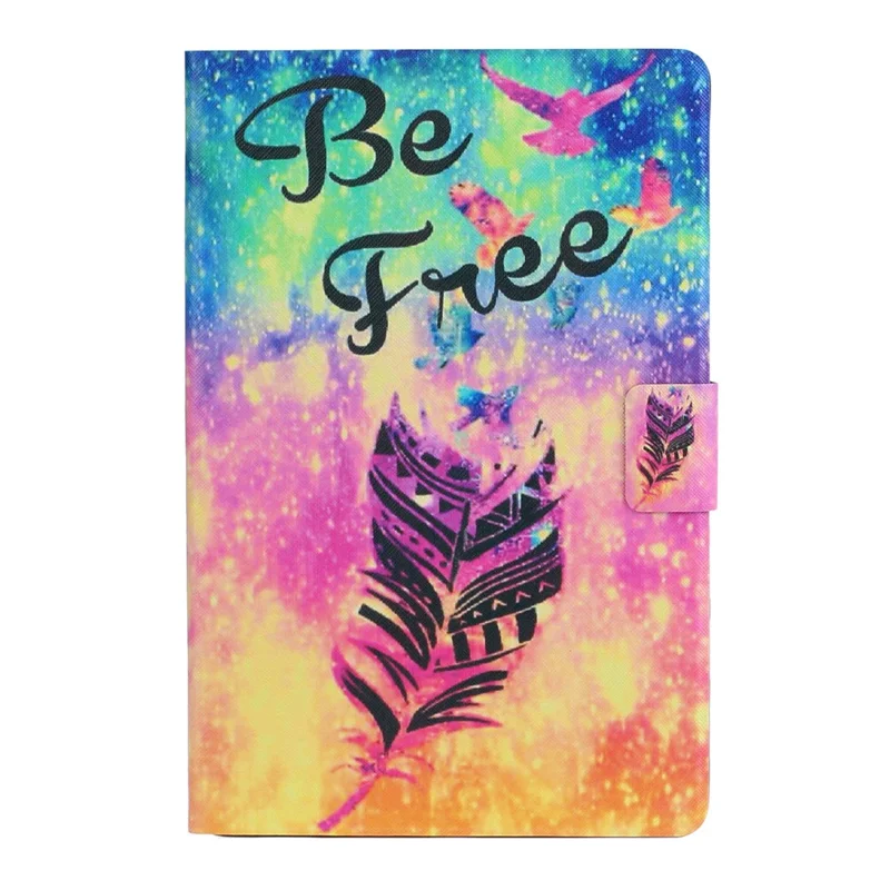 For Samsung Galaxy Tab A9 Case Card Holder Pattern Tablet Cover - Feather