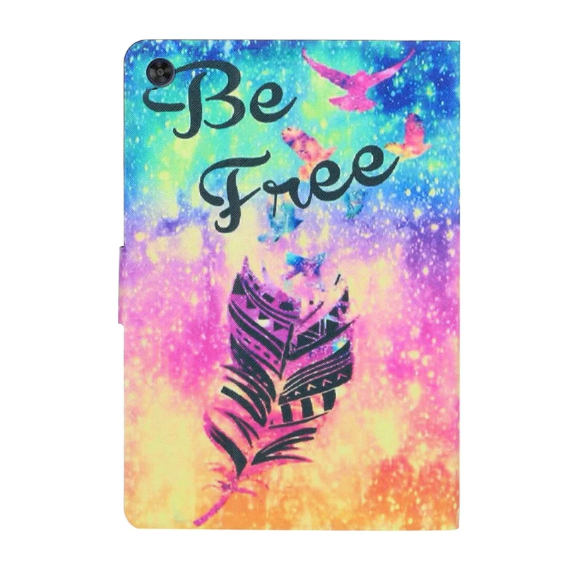 For Samsung Galaxy Tab A9 Case Card Holder Pattern Tablet Cover - Feather