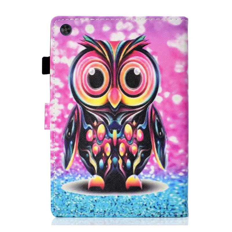 For Samsung Galaxy Tab A9 Case Pattern Printing Stitching Leather Tablet Cover - Owl