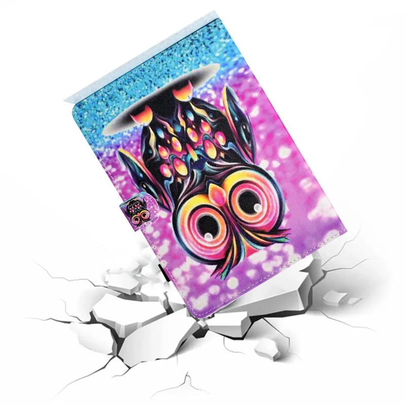 For Samsung Galaxy Tab A9 Case Pattern Printing Stitching Leather Tablet Cover - Owl