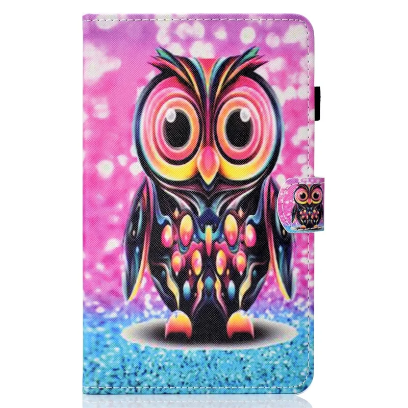 For Samsung Galaxy Tab A9 Case Pattern Printing Stitching Leather Tablet Cover - Owl