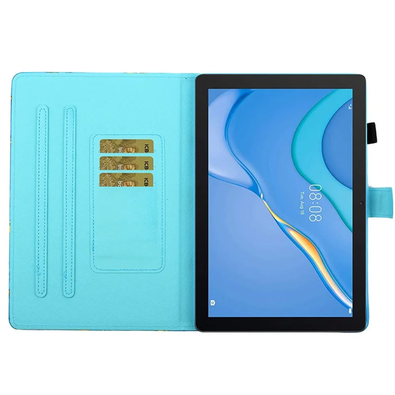 For Samsung Galaxy Tab A9 Case Pattern Stitching PU Leather Card Slots Tablet Cover - Panda