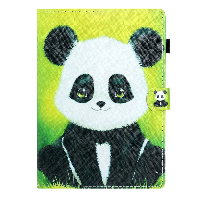 For Samsung Galaxy Tab A9 Case Pattern Stitching PU Leather Card Slots Tablet Cover - Panda