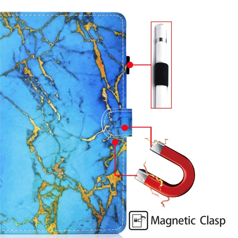 Para Samsung Galaxy Tab A9+ Case Pattern Printing Tablet Cover con tarjetero - Mármol