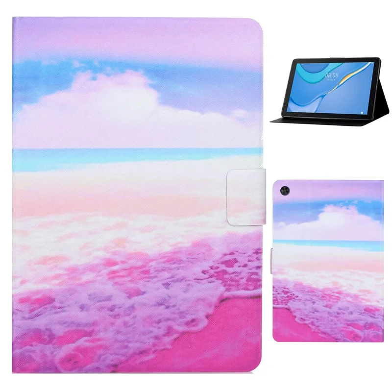 Funda Samsung Galaxy Tab A9+ Caso de tableta de cuero PU con soporte para tarjetas - Mar rosa