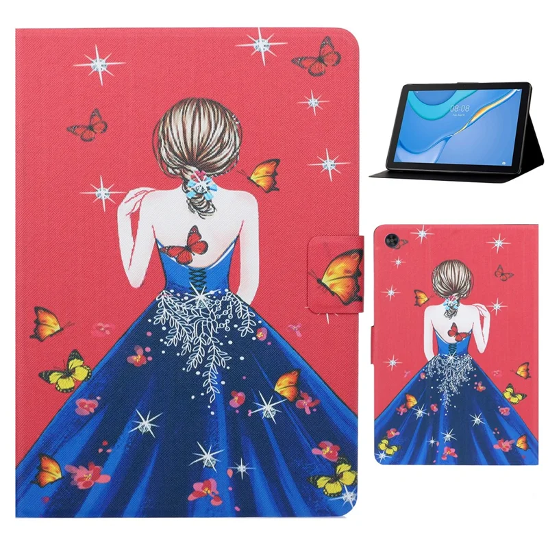 For Samsung Galaxy Tab A9+ Case PU Leather Tablet Cover with Card Holder - Butterfly Girl