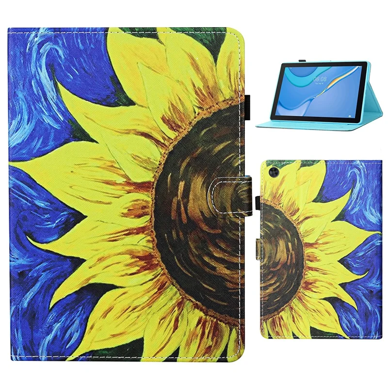 For Samsung Galaxy Tab A9+ Case Card Holder Tablet Stand Cover - Sunflower