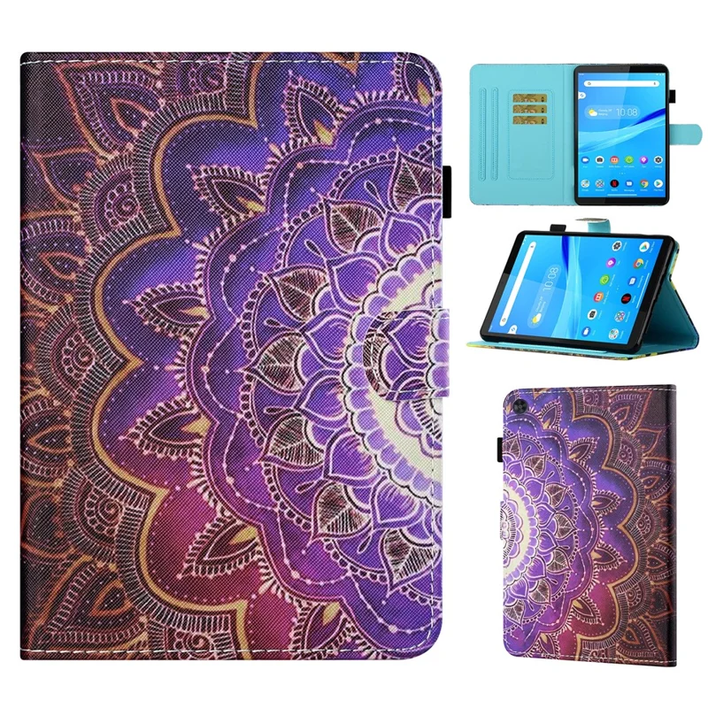 Fodral för Samsung Galaxy Tab A9 med kortfack, mönstertryckt tabletfodral - Mandala