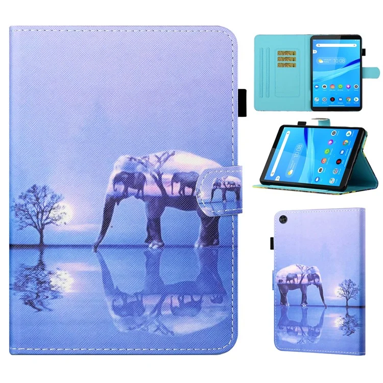 For Samsung Galaxy Tab A9+ Case Stand Tablet Cover with Card Slots - Tree and Elephant