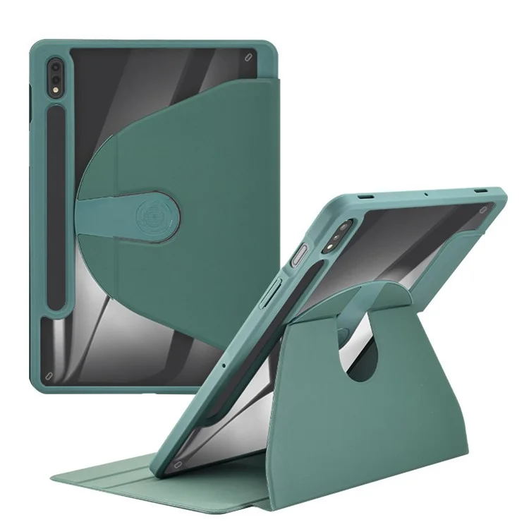 Pour Samsung Galaxy Tab S9+ / Tab S9 FE+ Étui PC+TPU+Cuir PU Support Tablette Couvercle - Vert