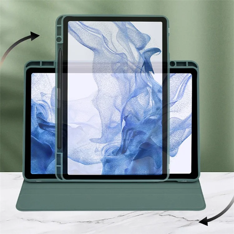 Pour Samsung Galaxy Tab S9+ / Tab S9 FE+ Étui PC+TPU+Cuir PU Support Tablette Couvercle - Vert