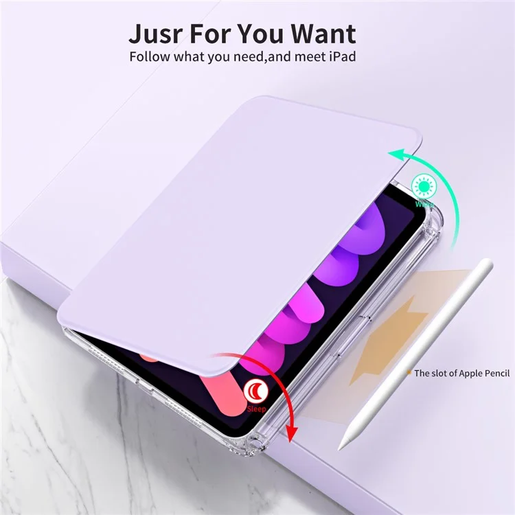 Pour étui iPad mini (2024) / mini (2021) en cuir PU + support acrylique amovible - Couverture de tablette - Violet
