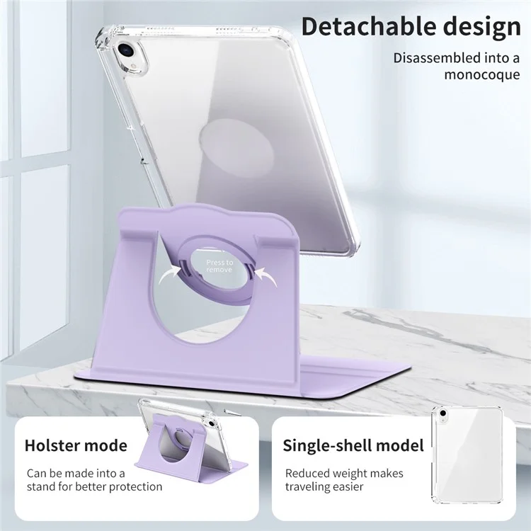 Pour étui iPad mini (2024) / mini (2021) en cuir PU + support acrylique amovible - Couverture de tablette - Violet