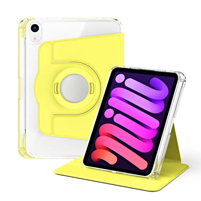 Para iPad mini (2024) / mini (2021) Funda de cuero PU + soporte acrílico desmontable Cubierta de tableta - Amarillo