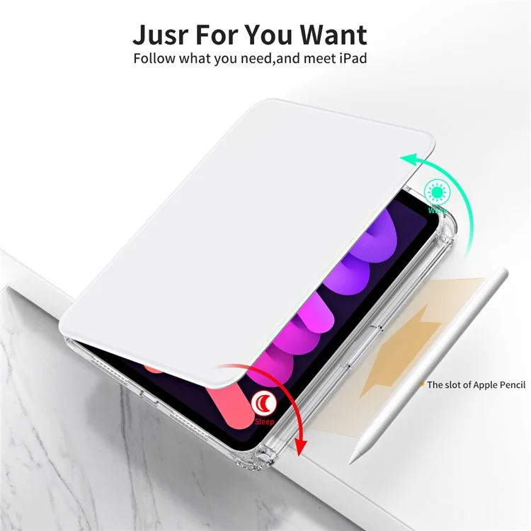 Étui pour iPad mini (2024) / mini (2021) en cuir PU + support en acrylique amovible - Gris
