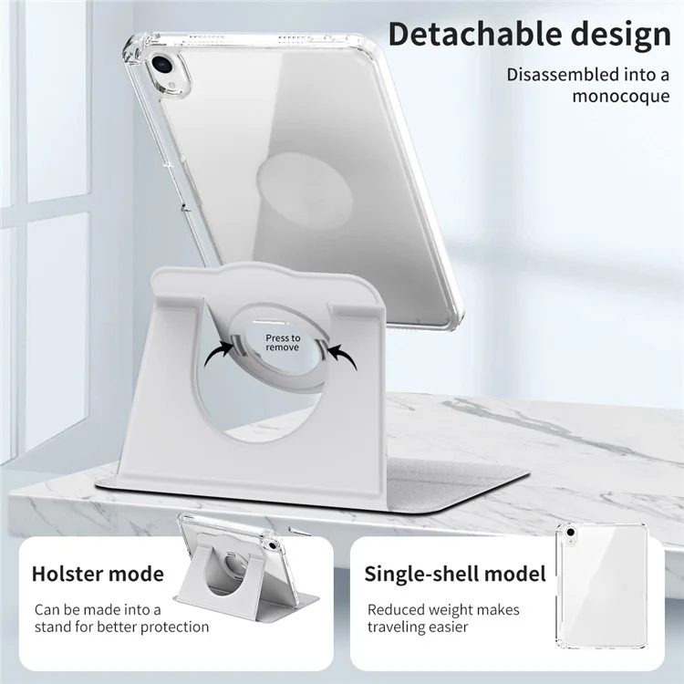 Étui pour iPad mini (2024) / mini (2021) en cuir PU + support en acrylique amovible - Gris
