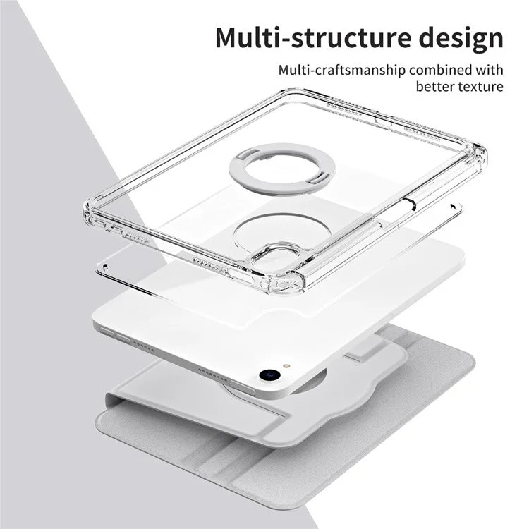 Étui pour iPad mini (2024) / mini (2021) en cuir PU + support en acrylique amovible - Gris